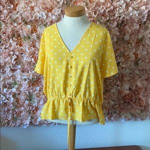 🌺 Loft Yellow Polka Dot Petite Large